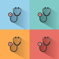 Stethoscope flat color icon with shadow on colored backgrounds