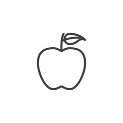 Apple with leaf outline icon. linear style sign for mobile concept and web design. Apple fruit simple line vector icon. Healthy food symbol, logo illustration. Pixel perfect vector graphics