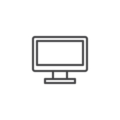 Computer monitor outline icon. linear style sign for mobile concept and web design. Desktop computer, screen simple line vector icon. PC display symbol logo illustration. Pixel perfect vector graphics