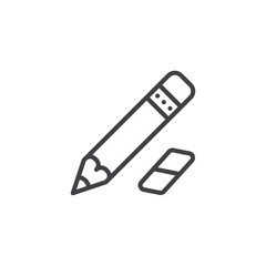 Pencil and eraser outline icon. linear style sign for mobile concept and web design. Drawing tool simple line vector icon. Symbol, logo illustration. Pixel perfect vector graphics