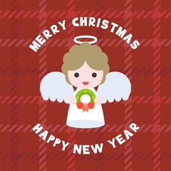 cute angel for merry christmas flat design