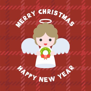 cute angel for merry christmas flat design