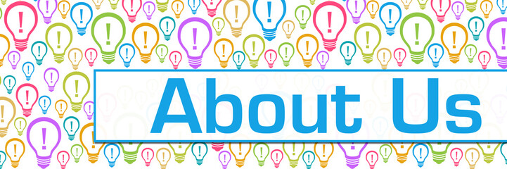 About Us Bulbs Colorful Texture Text Horizontal 