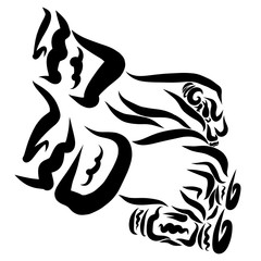 A child plays with a toy car and a man, black pattern