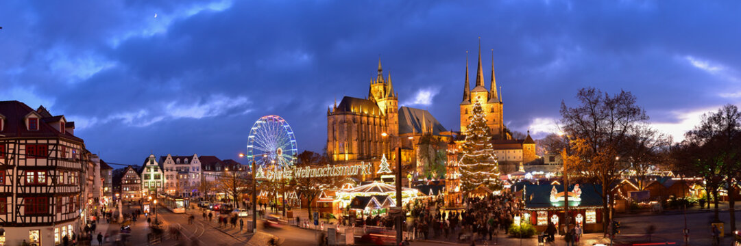 Panorama Erfurter Weihnachtsmarkt
