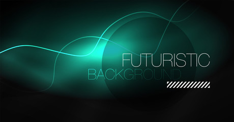 Neon lines wave background. Abstract composition