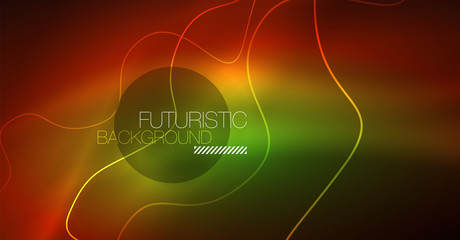 Neon lines wave background. Abstract composition