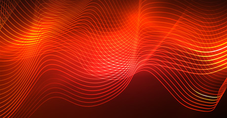 Neon lines wave background. Abstract composition
