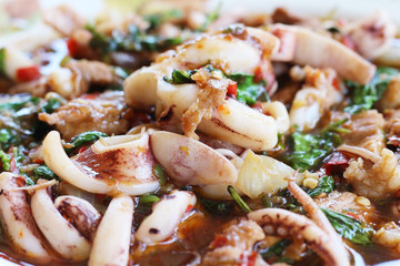 fried rice with basil with squid