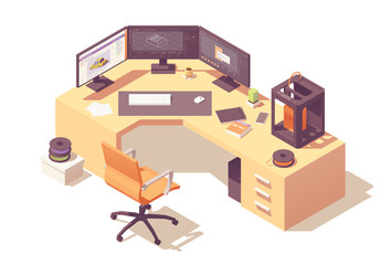 Vector isometric 3d artist workplace