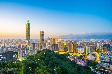 Beautiful landscape and cityscape of taipei 101 building and architecture in the city