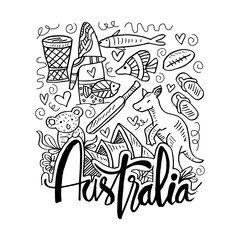 Hand Drawn Symbols Of Australia.