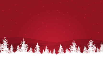 winter trees on red background
