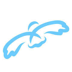 Flying bird, blue contour, abstract pattern, symbolism