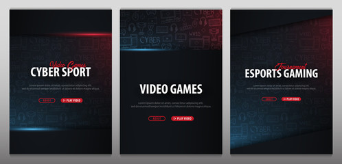 Set of Cyber Sport banners. Esports Gaming. Video Games. Live streaming game match. Vector illustration. © leo_d