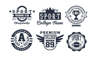 Sport college team logo design set, vintage premium sport club emblem or badge vector Illustration © topvectors