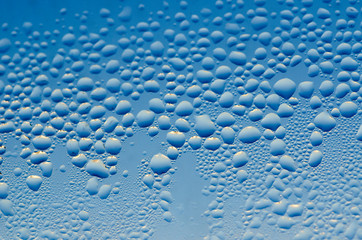water drops on blue background