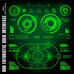Obraz premium Dashboard display virtual reality technology screen. HUD futuristic green user interface, target