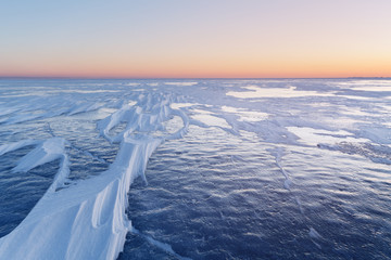 ice desert frozen lake / pre-dawn webo the middle of winter