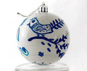 Christmas ball handmade. Bluebird