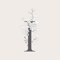 Vector Blooming Floral Number 1 Monogram and Logo