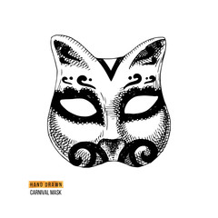 Hand drawn Venetian carnival cat mask