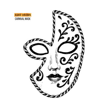 Hand drawn Venetian carnival face mask