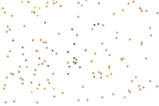 Bunch of gold stars on white background.