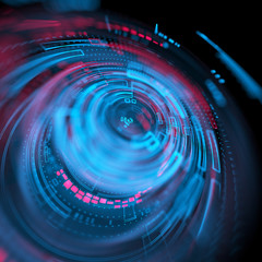 Obraz premium Futuristic graphic user interface. Glowing circular pattern.
