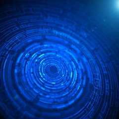 Futuristic graphic user interface. Glowing circular pattern.