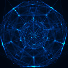 Abstrract geometric figure with multiple connections. Futuristic virtual technology background.