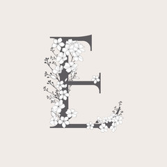 Vector Blooming Floral Initial E Monogram and Logo