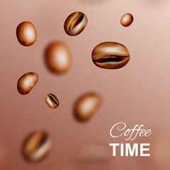 Flying Coffee Beans Vector 3d Background or Pattern