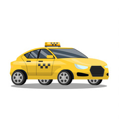 Yellow taxi car. Automobile cab with driver