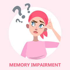 Memory loss concept. Woman with mental health problem