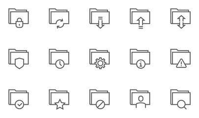 Archive and Folders Vector Line Icons Set. Contains Repository, Sync, Storage of Documents and more. Editable Stroke. 48x48 Pixel Perfect.