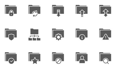 Archive and Folders Vector Icons Set. Contains Repository, Sync, Storage of Documents and more.