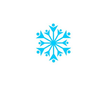 People vector icon, snow design round web blue button. 
