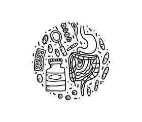 Probiotic vector concept illustration. Gut flora.