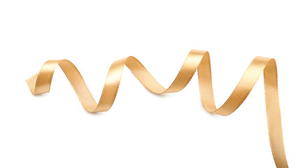 Fototapeta premium Beautiful golden ribbon on white background