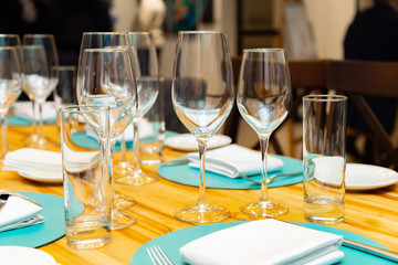 empty glasses close-up on a table