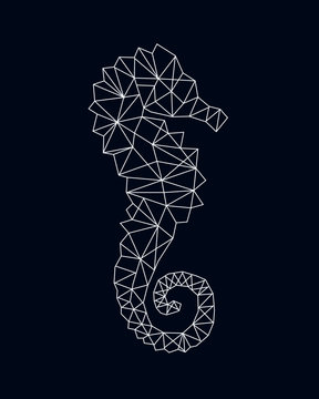 linear abstraction with image seahorse. Ideal for tattoos, web backgrounds, surface textures, textiles.
