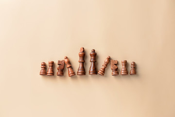 Chess pieces on color background