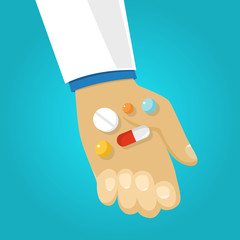 Doctor hand giving patient medicine. Dose of medical