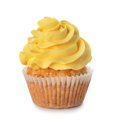 Delicious color cupcake on white background