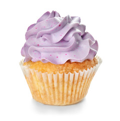 Delicious color cupcake on white background