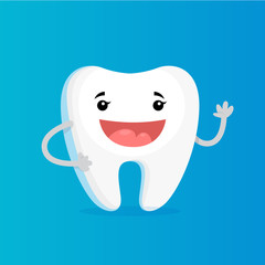 Happy white shiny tooth. Idea of dental care