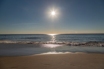 View to beautiful Sunlight at Wenningstedt Beach / Sylt