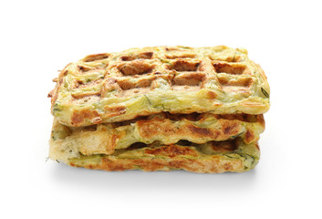 Squash waffles on white background