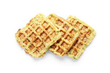 Squash waffles on white background